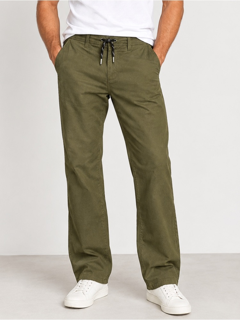 O’Neill Men’s Olive Green Drawstring Pants Casual Straight Leg